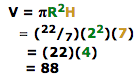 V = pi r squared multiples by H