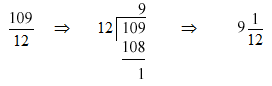 convert 109/12 to mixed fraction